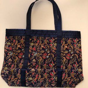Navy floral tote bag